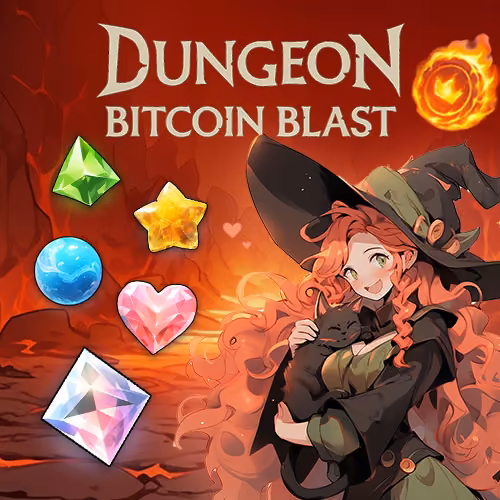 Dungeon Bitcoin Blast gameplay — match gems to cast spells