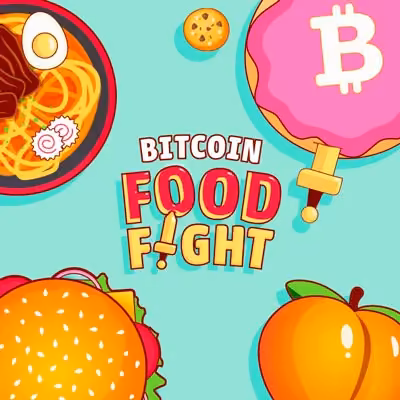 Bitcoin Food Fight gameplay — knife throwing arcade game