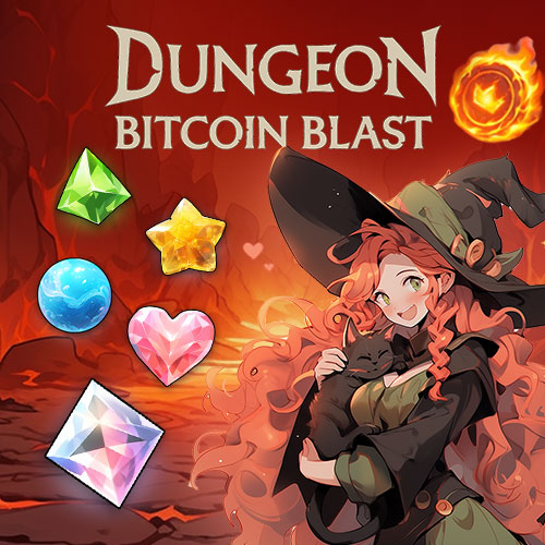 Dungeon Bitcoin Blast gameplay — match gems to cast spells